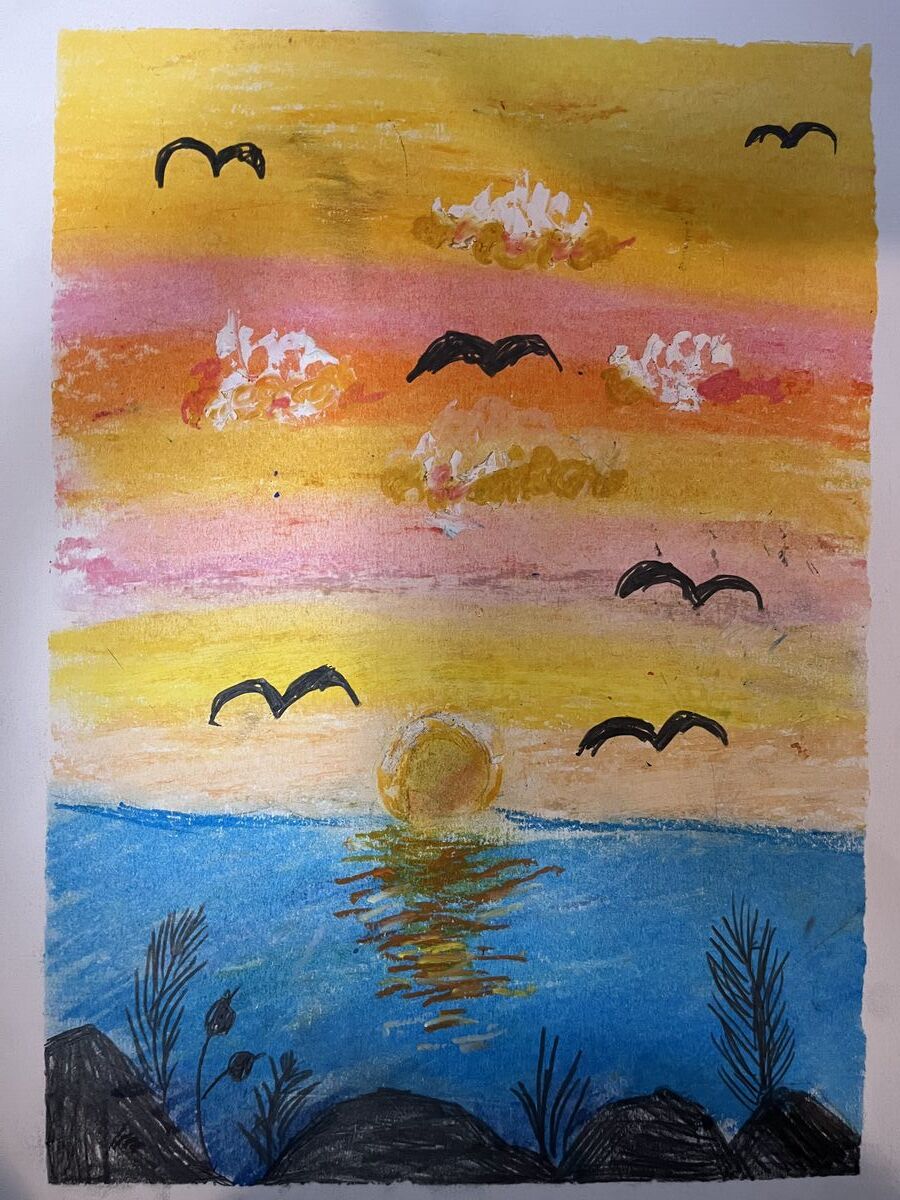 Sunset artwork awarded excellence, Horace Mann Art Reflection 2023